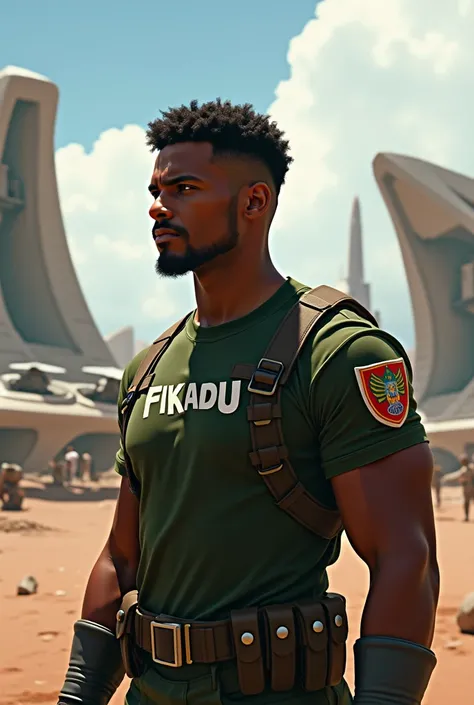 Ethiopian modern military and his tshirt title is fikadu