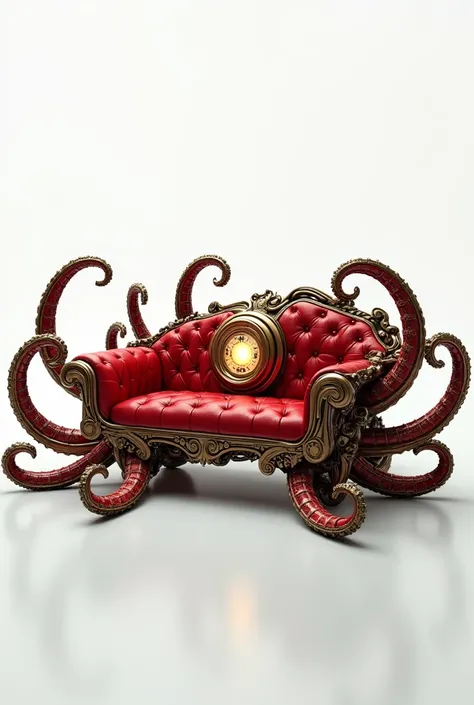 Iron Man (Octopus-Sofa):
(photorealism:1.2), a surreal sofa inspired by Iron Man, metallic red and gold upholstery, glowing arc reactor embedded in the center, with eight mechanical octopus-like tentacles extending outward, sleek and futuristic design, rea...