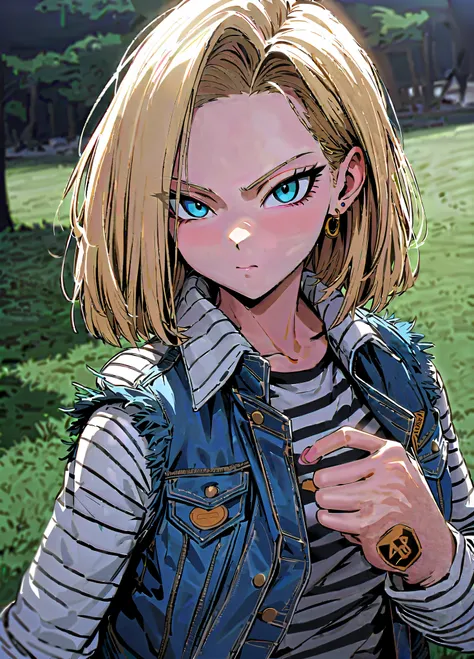 masterpiece, best quality, newest, absurdres, highres, 1girl, android 18, dragon ball