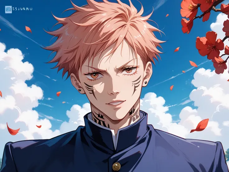 sukuna with tattoos from jujutsu kaisen wallpaper for pc in red color