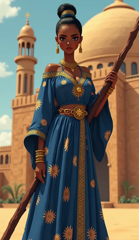 Mali
A regal Sanrio character inspired by Mali, with deep brown skin and short-cropped hair adorned with gold jewelry. She wears a flowing boubou in deep indigo, decorated with tie-dye patterns. Her setting is the iconic Great Mosque of Djenné, with its to...