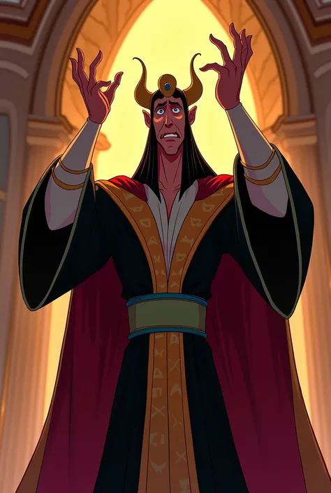 Jafar in Aladdin with his hands over his head who is as if overwhelmed who says I am only overwhelmed what 