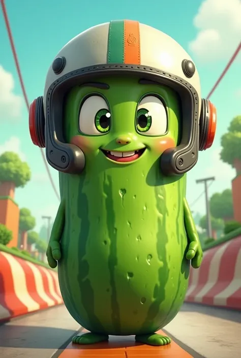 A cute cartoon turbo cucumber is