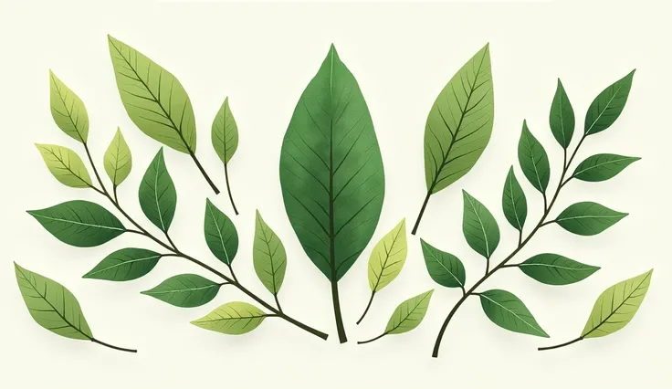 Floristic illustrations for web design, 2d. different forest leaves
