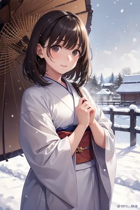 anegasaki nene、 Shiny chestnut hair ,  shortcuts, ( Pretty Brown Eyes 、 sparkling eyes , Fine grain)、smile、 super detailed eyes、Highly detailed faces,  very detailed eyes,(masterpiece:1.3),  cowboy shot, (Only one woman, Alone)、nsfw,


(kimono)、、( top qual...