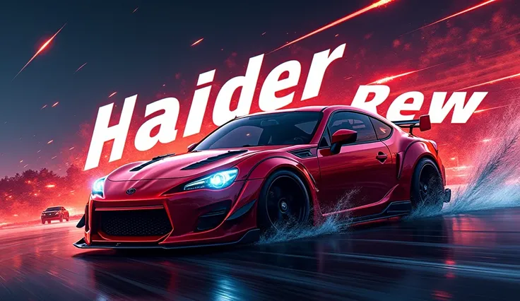 Create vehicles YouTube channel banner the channel name is Haider Auto Car Rew 