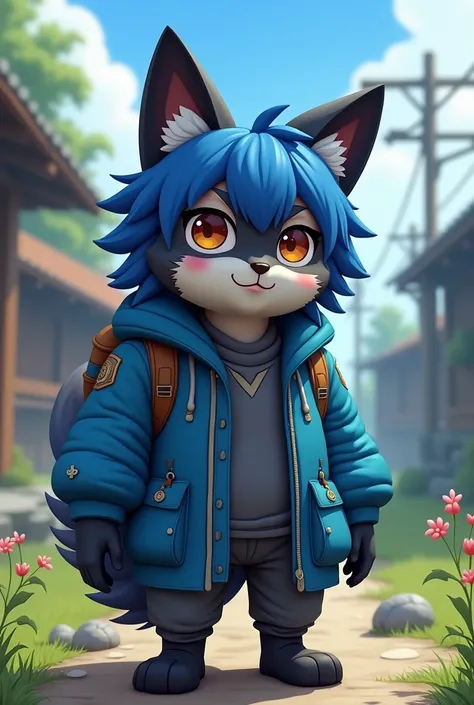 He creates a village but his style is similar, taking out a video game from PlayStation 1 with the 3D design: a tanuki with blue hair, black ears, blue jacket, up to dark blue flowers and their pixels in the polygonal head and an anime style, and they thro...