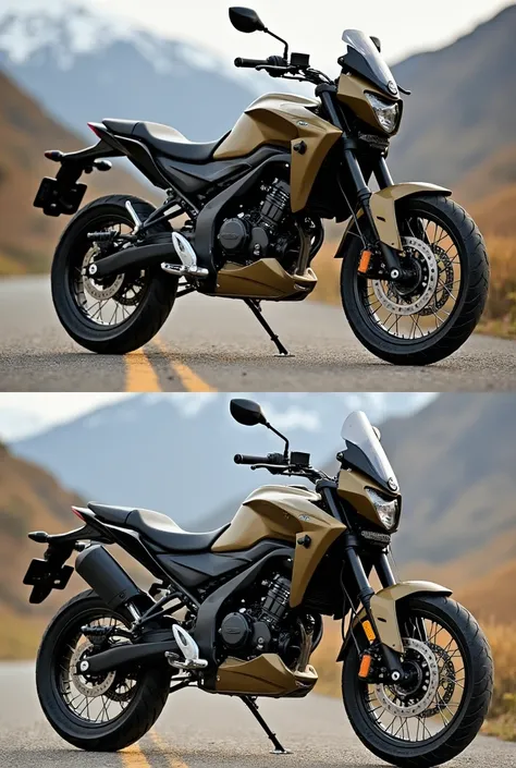 Yamaha XTZ 125 sport motorcycle color khaki, view from different angles