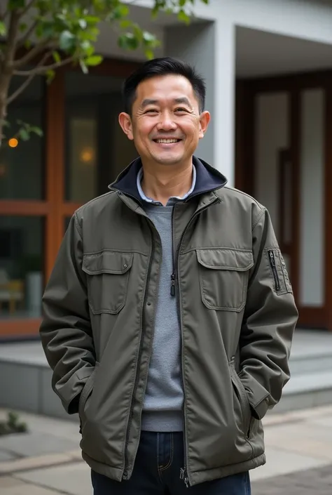 there is a man that is standing in front of a building, 2 , 2 , 2 , south east asian with round face, thawan duchanee, 2 , 4 0 years old man, 3 , 2 , nivanh chanthara, 38 years old