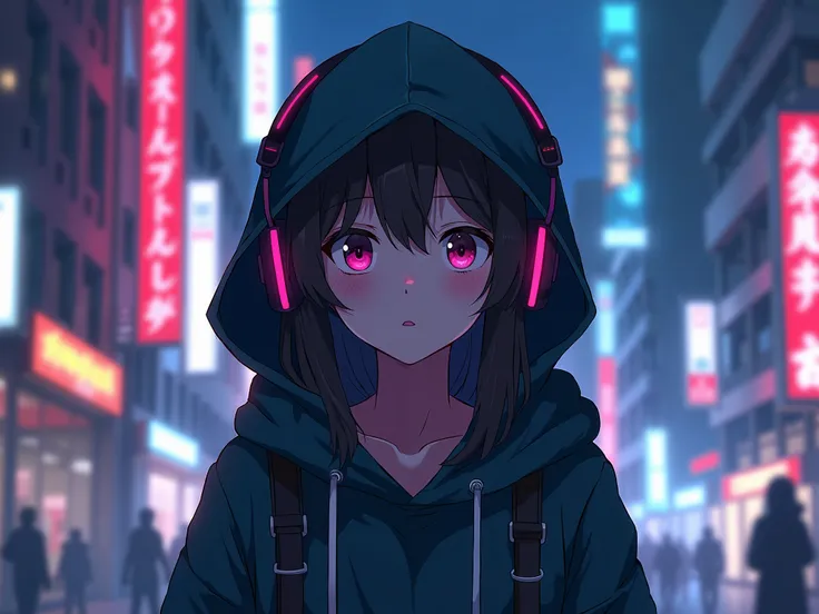 ****** anime with headphones and a hood in a city, 4K anime style,  Best anime 4k konachan wallpaper , Anime Art Wallpaper 4K, Anime Art Wallpaper 4K, Cyberpunk Anime Girl with a Hood, Anime Art Wallpaper 8K, 4k anime wallpapers, Anime Wallpaper 4k, 4k ani...