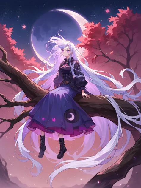 score_9, score_8_up, score_7_up, source_anime,
surreal, 
1girl,Kpop idol, very long hair, floating hair,glowing hair, 
 night scene,moon in the sky,purple hues,starry night,dreamlike atmosphere,glowing edges,mystical,high contrast,ethereal light,sitting on...