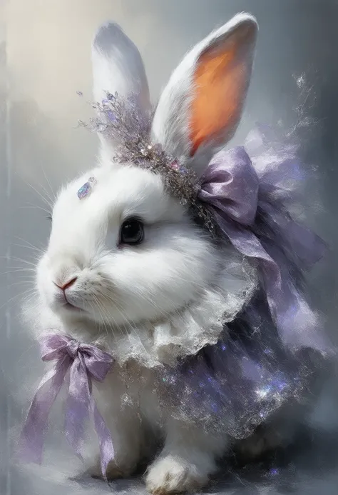 oil　Smiling Rabbit 　cute　gem　Frills　ribbon　race　cute　masterpiece　 top quality 　 is composed of high quality 　 high contrast　 Photon Mapping 　 high grade　High sense　 Premium 　Gorgeous　delicate　Double Exposure　 glitter 　 glitter　