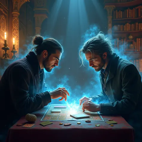 Cover background image of a card game played by two people，Magical genre