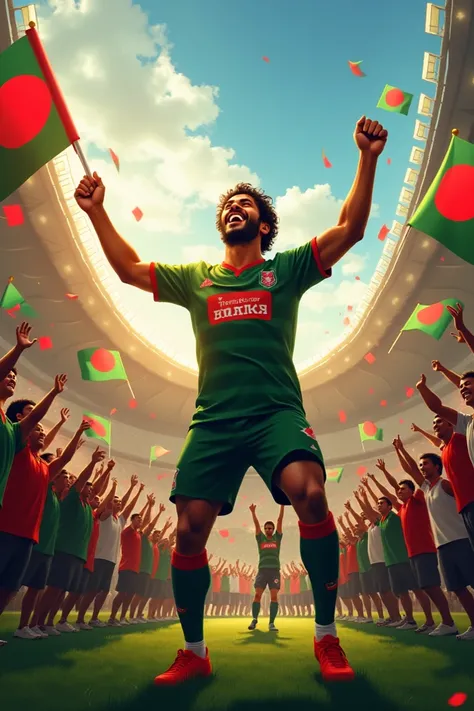 Hamza Chowdhury Pataka celebrates victory with Bangladeshi fans