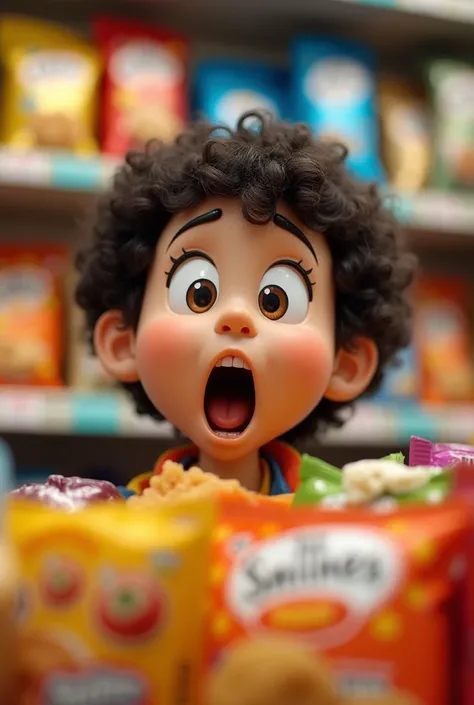 A person looking at the snacks with wide eyes (you can use an emoji face like 😲 or a stock photo of someone looking confused