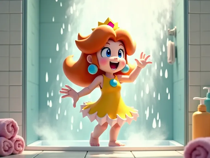 princess daisy singing in a shower