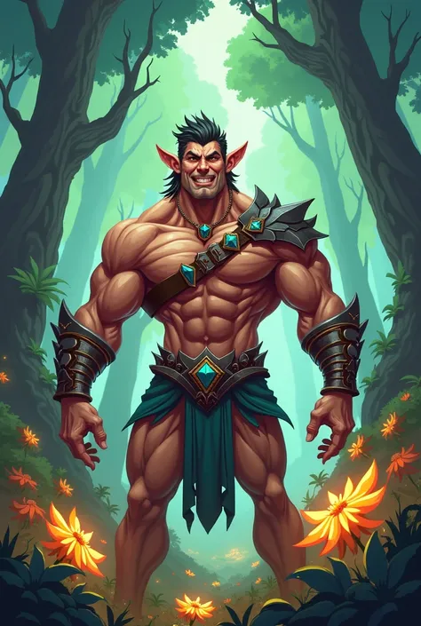 Muscular elf cartoon 