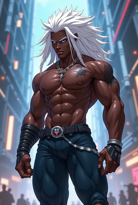 I wanna create an anime character named alzus hes a black with white hair character will dreadlocks 
