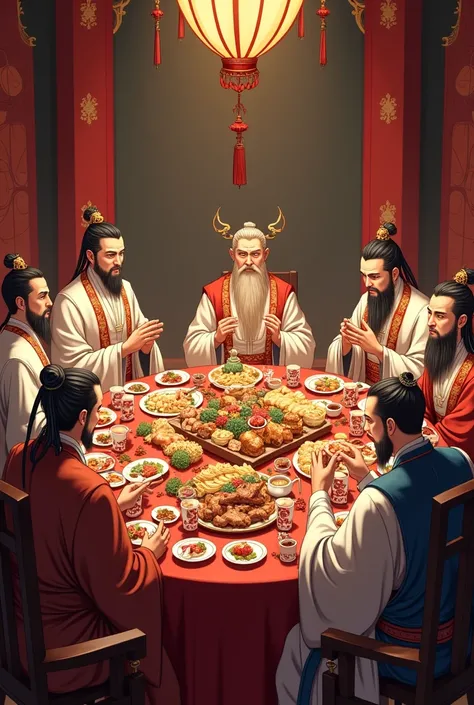 a feast for 6 people (men)in the kingdom of the red emperor