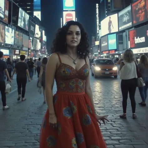 VTMart  , design,    close-up painting of a dirty   (vampiro:0.4)   In a colorful dress stop at an times square. people passing in time lapse efect,  with fluorescent lighting , (  masterpiece  :1.3), At night,   cinematographic lighting  ,  in detailed de...