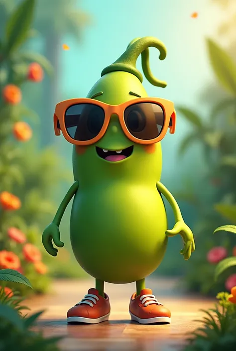 Legume cartoon with shoes and sunglasses 