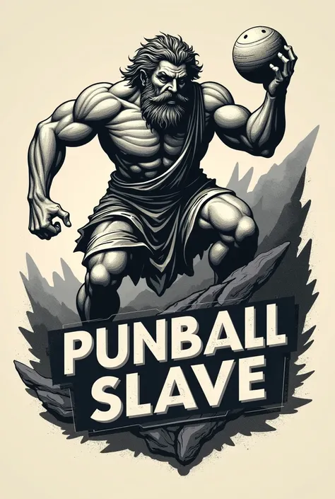 Logo with sisiphus carrying a pinball ball for a company labled punball slave , try different styles