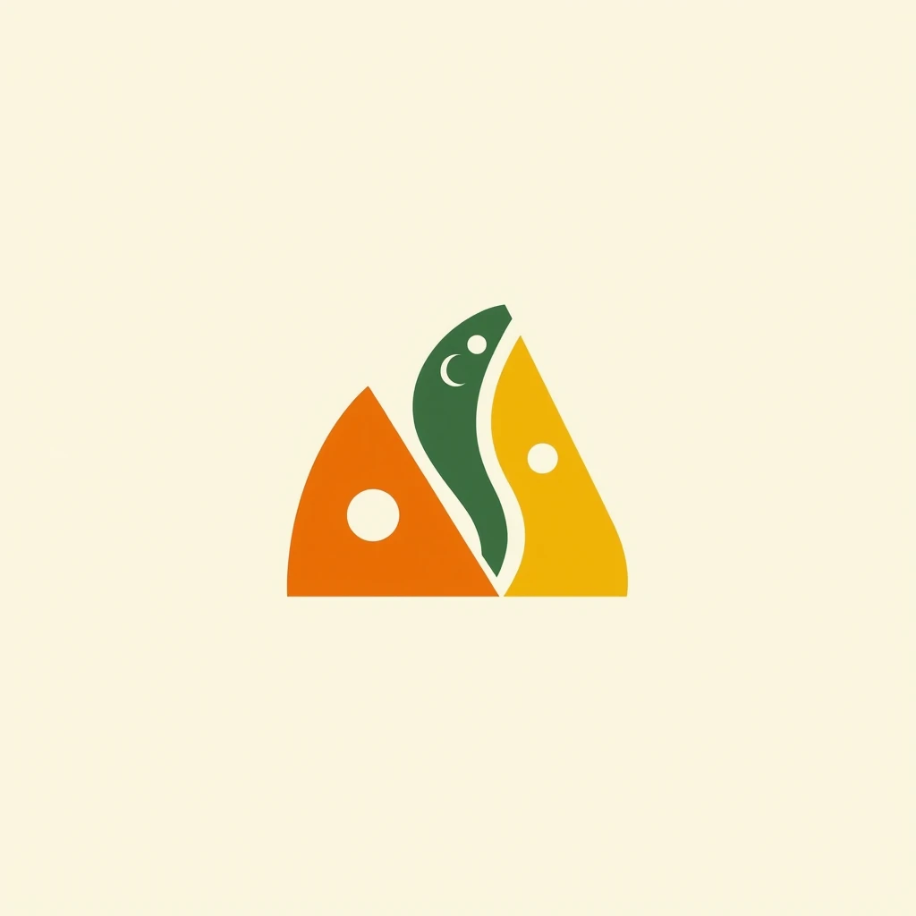 logo vibrant minimalist cheese fish pepper