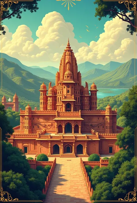 Fort and temple travel poster