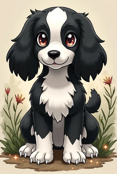 Black and white Cocker spaniel based pokemon