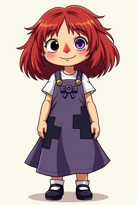 Ragatha looks like a living rag doll, with thread-like red hair, a flat, triangular reddish-orange nose and a purple button eye. She wears a long purplish-blue dress with dark blue patches and a white T-shirt, and has a bow. She also has a light beige skin...