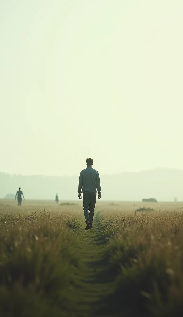  Someone walking alone through an open field or forest, suggesting solitude .