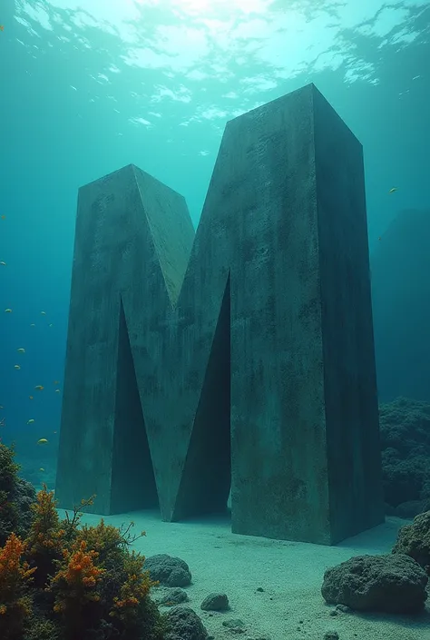  Generate this name in concrete "LEMBE "  under the ocean  