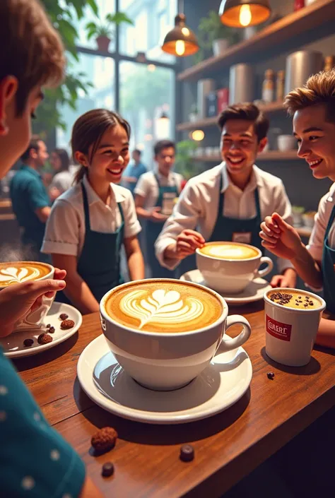 Images of the coffee contest with bright colors 