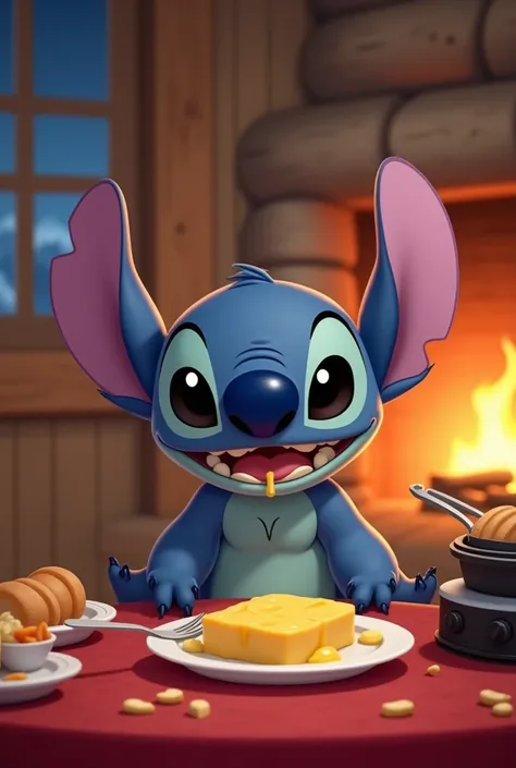 Stitch fait une raclette 