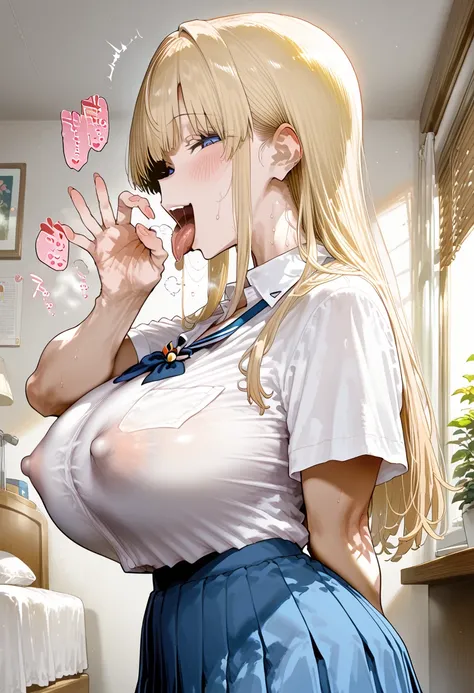   score_9,  score_8_  up,  score_7_  up,  score_6_  up,  score_5_  up,  score_4_  up,   source_Anime, tag1,   tag2,Surrender ,  Blonde,    perfect face,   perfect lighting,  , ,Big Breasts,   malicious smile  、 Lick&#39;lips、   fellatio gestures  That Emph...