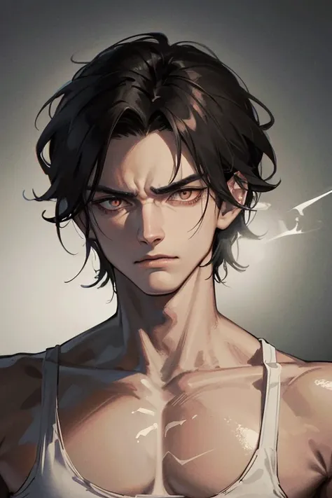 Webtoon-style portrait of a brooding, rugged-looking man with long, disheveled black hair and a chiseled jawline. He holds a burning cigarette between his fingers, its ember glowing in the dramatic chiaroscuro lighting that casts deep shadows across his un...