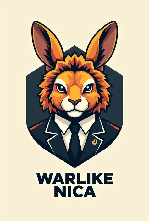  A logo was vectorial of a rabbit wearing a lion animal cap and a Boss shirt, With a few words below that say warlike Nica 