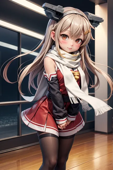 poi2, yuudachi kai ni (kancolle), hair flaps, white scarf
