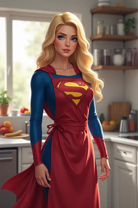 Supergirl wearing an apron