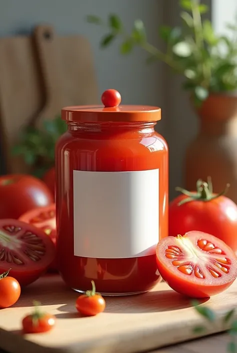 Type de maquette :
Une bouteille de confiture de tomate avec une forme large et cylindrique inspirée du modèle fourni. La bouteille est en plastique semi-translucide, mettant en valeur la texture lisse et appétissante de la confiture à l’intérieur. Un bouc...