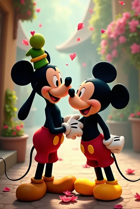 Mickey mouse y goofy se besan