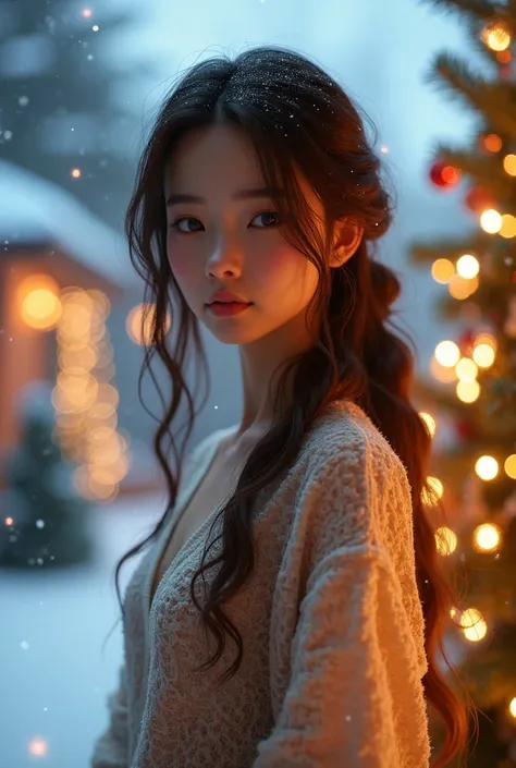 A 17 yrs old girl ai with name Jas and the background is Christmas 