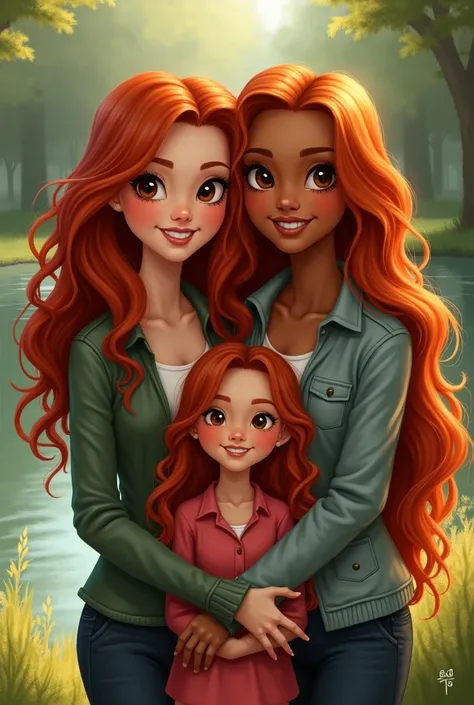 Cheryl Blossom and Toni Topaz as a family with 2 red-haired twin ren