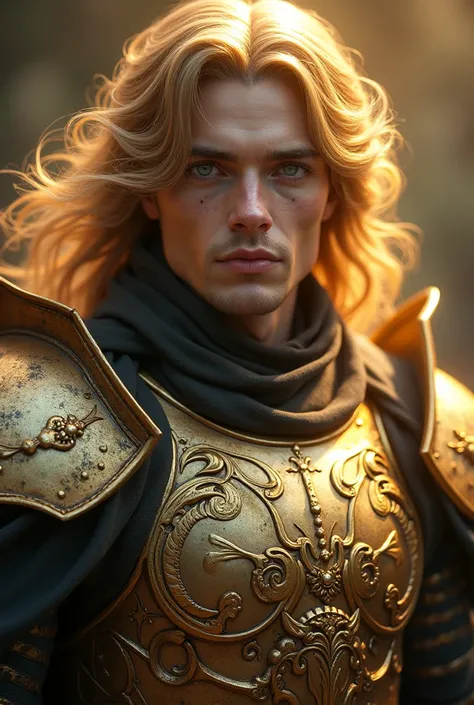  A man of imposing appearance and heavenly beauty ,  with refined and perfect human features . Its white skin has a faint golden sheen, and his eyes,  black like the abyss ,  flash with an eerie glow that reveals a hidden background . Her golden brown hair...