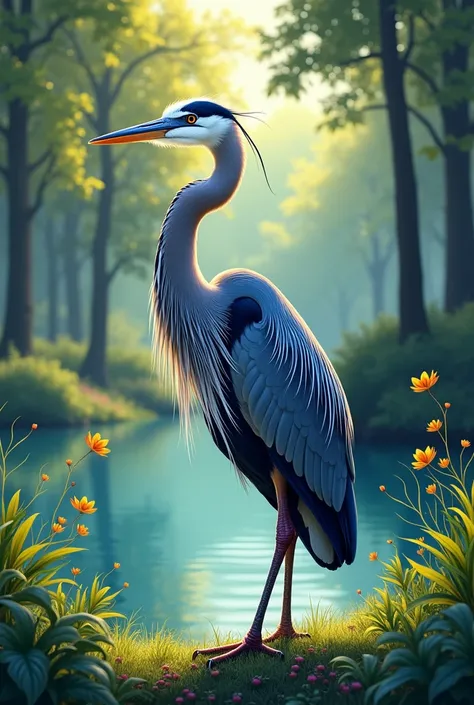 T-shirt design for great blue herons in park