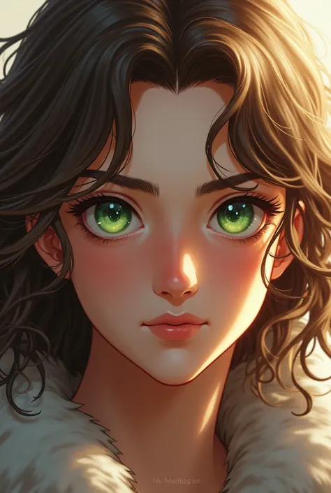 God Baldur ,  god of light and beauty pure hyperrealistic illustration,  brown hair and green eyes
