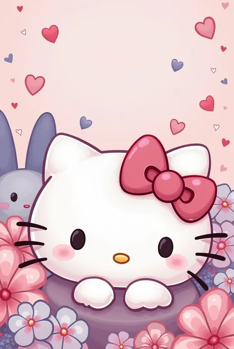  Hello Kitty card ,  hello kitty version Kuromi, my melody, In soft colors , fuchsia, purple, Comiquita version  