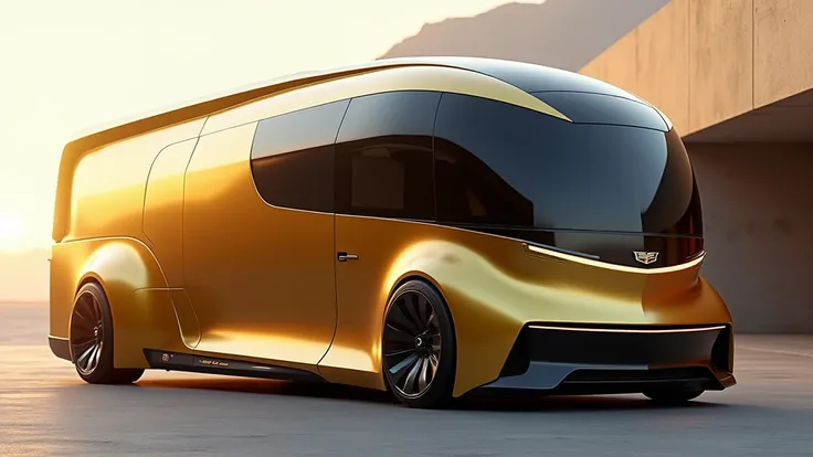 2025 Cadillac motorhome project golen color side view pictures 