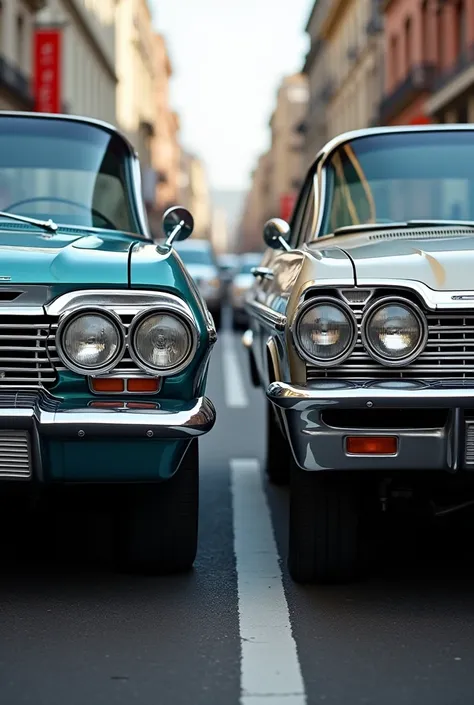 An old and a new Chevrolet Impala standing side by side