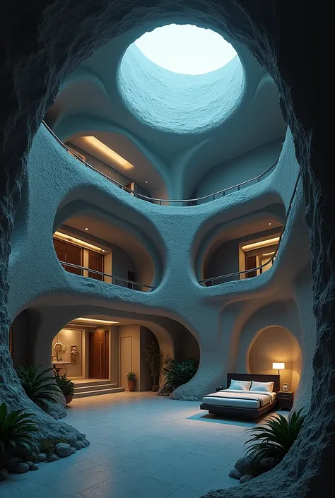 A modern luxury bunker deep under the ground 